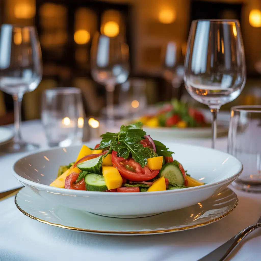 Dining experience at La Scala restaurant with chopped salad
