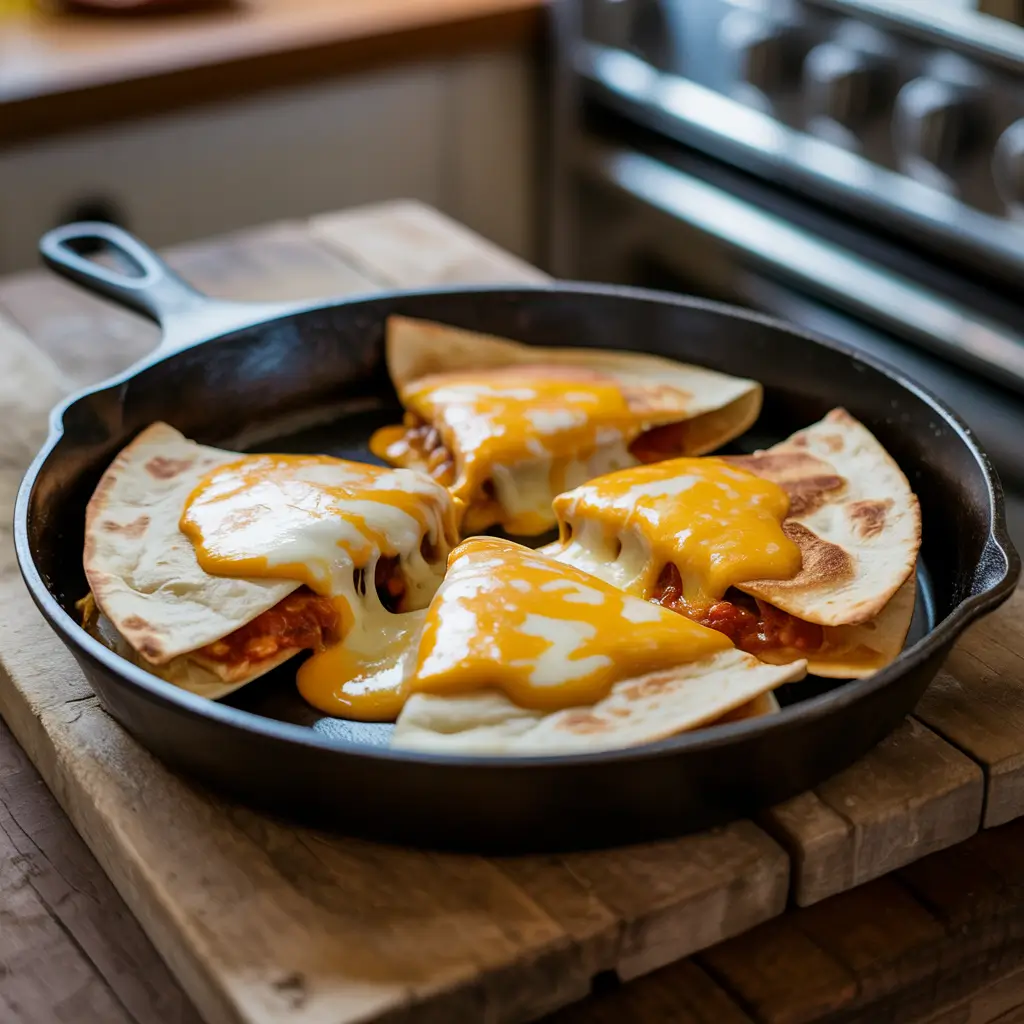 Chihuahua cheese melting on quesadillas