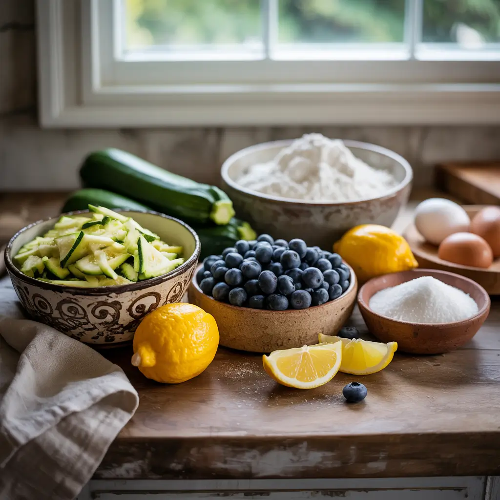 ingredients for best lemon blueberry zucchini bread