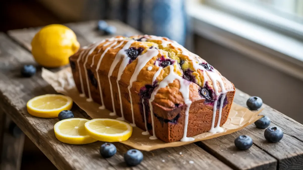 best lemon blueberry zucchini bread freshly baked loaf