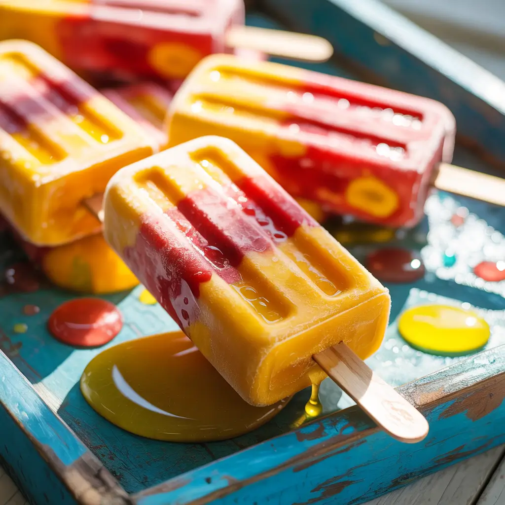Homemade frozen fruit popsicles