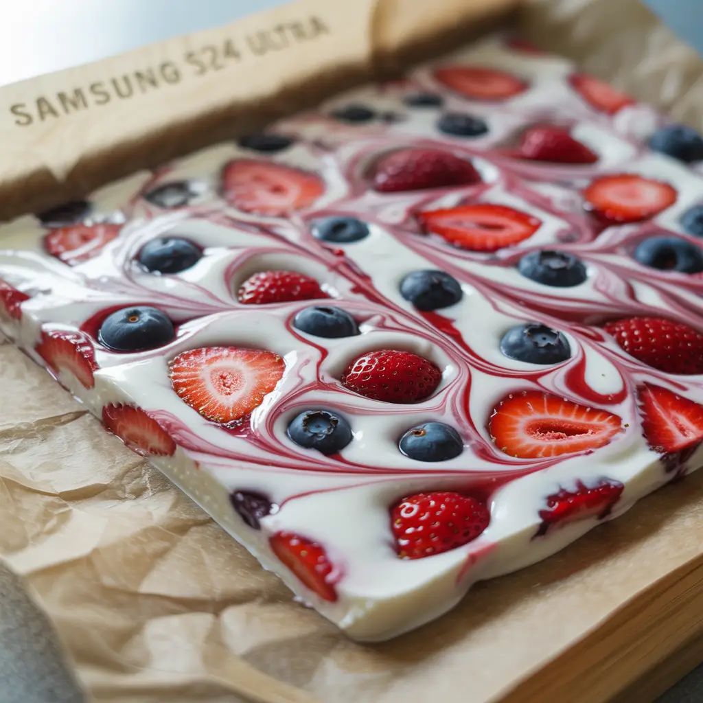 Healthy fruit snacks recipes yogurt bark with berries