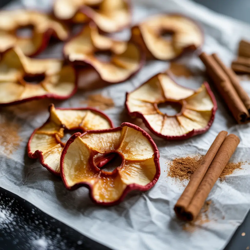 Baked apple chips as fruit for snacks