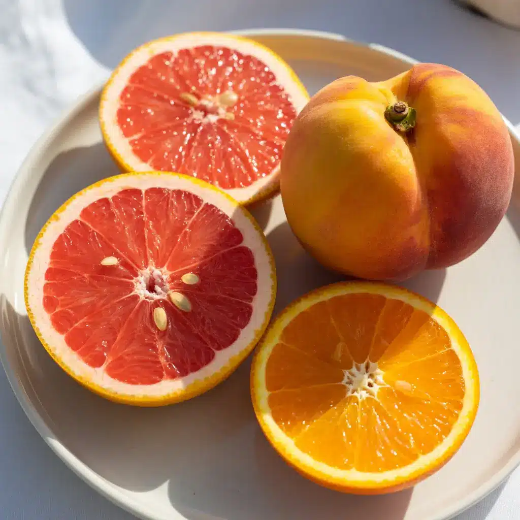 Lowest calorie fruit snacks with grapefruit, peach, and orange
