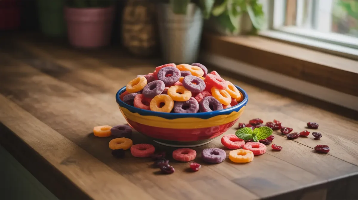 Mott fruit snack in a bowl close-up