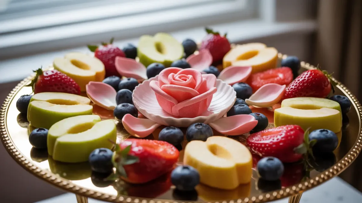 Beauty and the Beast Fruit Snacks on golden platter