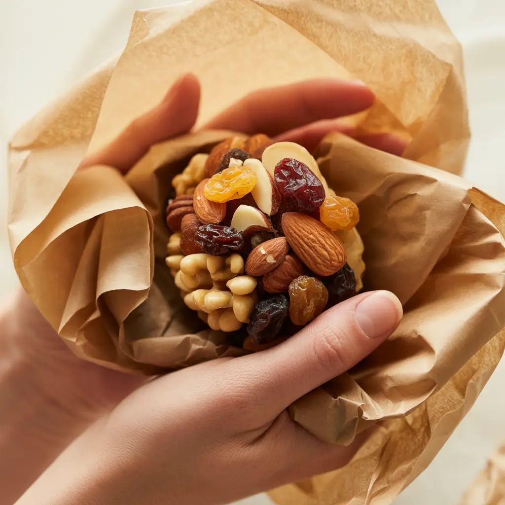 hand-held healthy dried fruit snack aesthetic