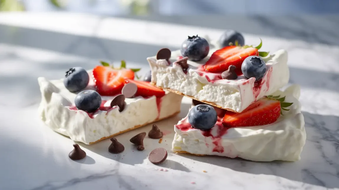 Cottage Cheese Bark Recipe high protein frozen dessert with fruit and chocolate