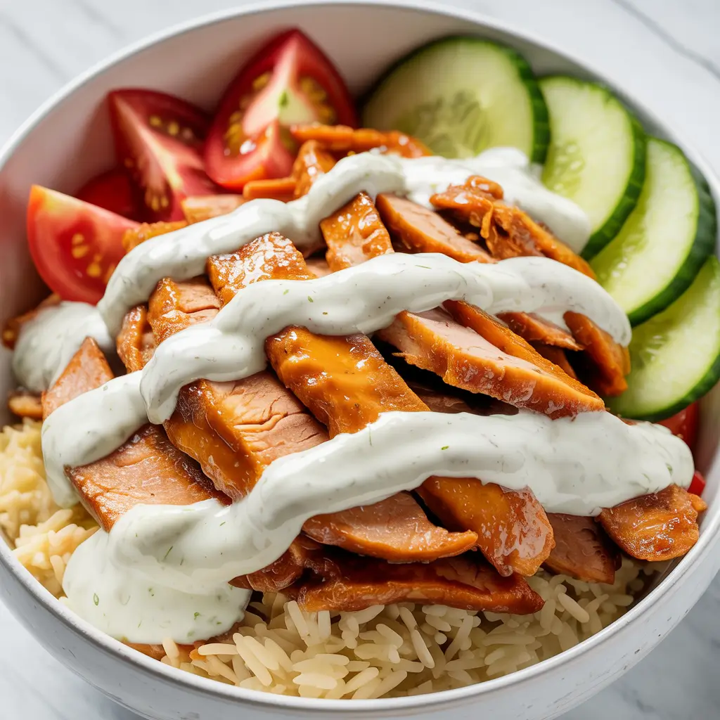 Chicken Doner bowl with rice and vegetables